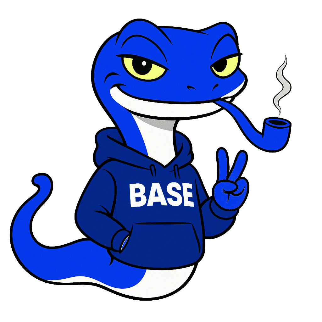 Based Snek Character with Pipe and Peace Sign